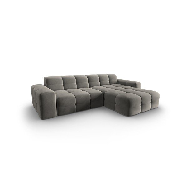 Sivá zamatová rohová pohovka (pravý roh) Kendal - Micadoni Home-image-3