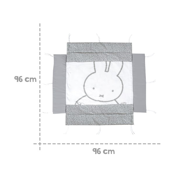 Biely/sivý mantinel do postieľky s prímesou bavlny 96 cm Miffy – Roba-image-4