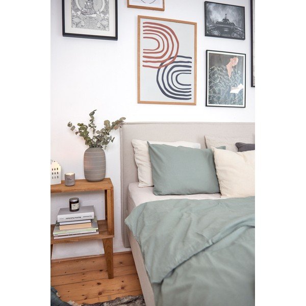 Mätovozelené obliečky na jednolôžko zo stonewashed bavlny Bonami Selection, 140 x 200 cm-image-3