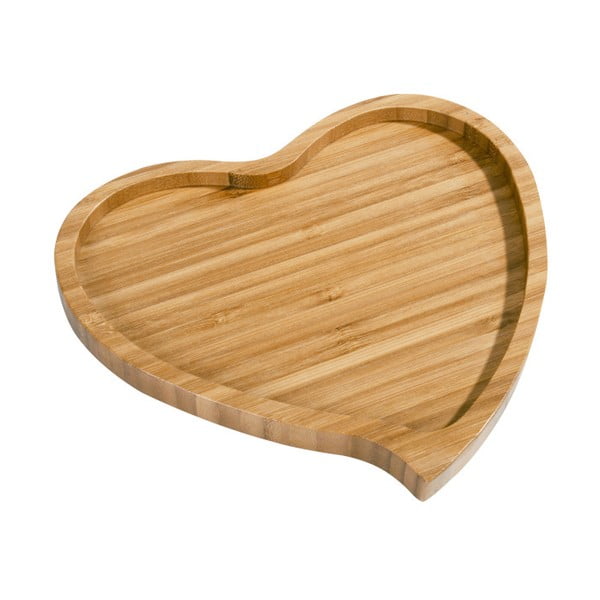 Bambusová doštička na servírovanie Aminda Heart, šírka 23 cm