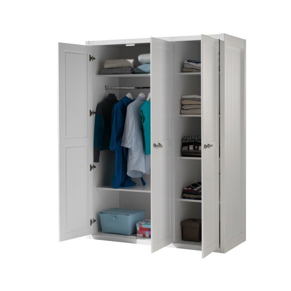 Biela detská šatníková skriňa Vipack Lewis, 200 × 59 × 145 cm-image-1