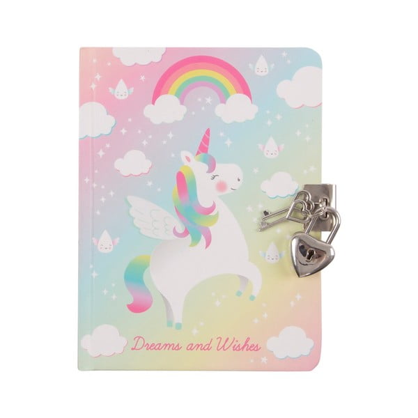 Zápisník so zámkom Sass & Belle Rainbow Unicorn, A5