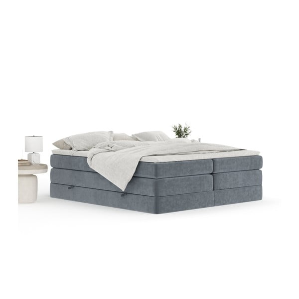 Tmavosivá boxspring posteľ s úložným priestorom/bez čela 200x200 cm Juniper – Maison de Rêve-image-3