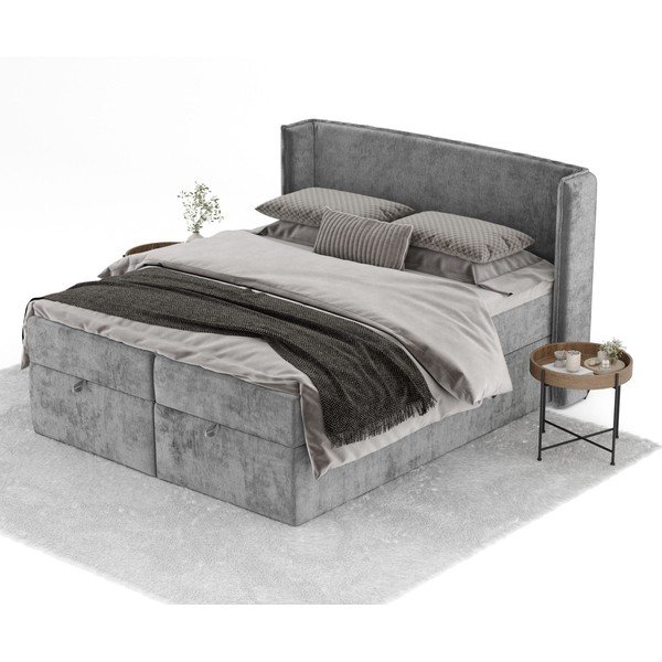 Sivá boxspring posteľ s úložným priestorom 160x200 cm Passion – Maison de Rêve-image-2