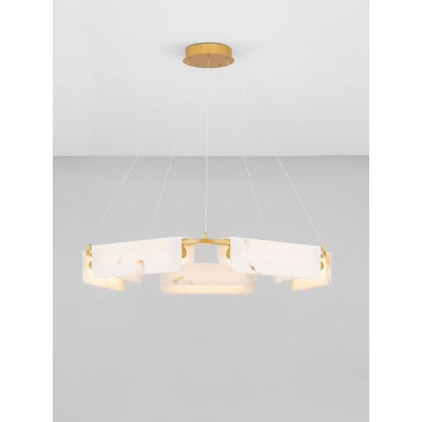 Krémovobiele/v mosadznej farbe LED závesné svietidlo v dekore mramoru so stmievačom ø 93 cm Aider – Nova Luce-image-3