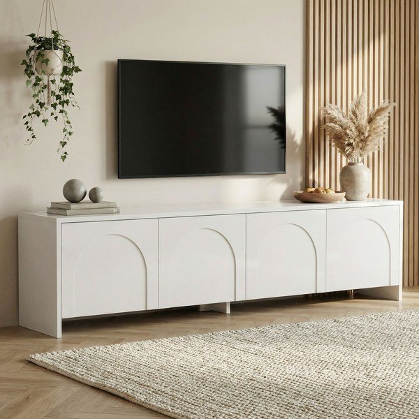 Biely TV stolík 180x45x32 cm Aurelia – Kalune Design-image-1