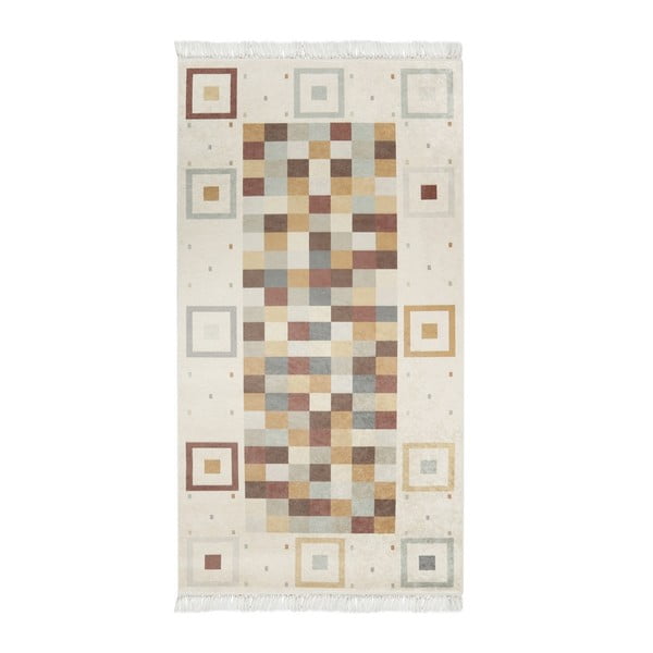 Zamatový koberec Deri Dijital Brown priadny, 80 x 300 cm