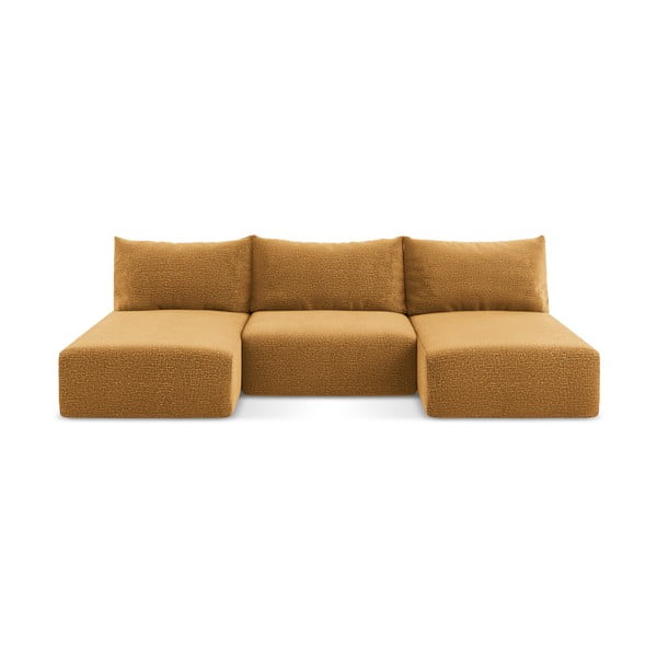 Oranžová rozkladacia/s úložným priestorom rohová pohovka Kalena – Makamii