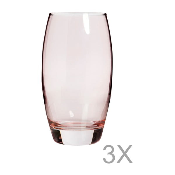 Sada 3 ružových pohárov Mezzo Luxury, 270 ml