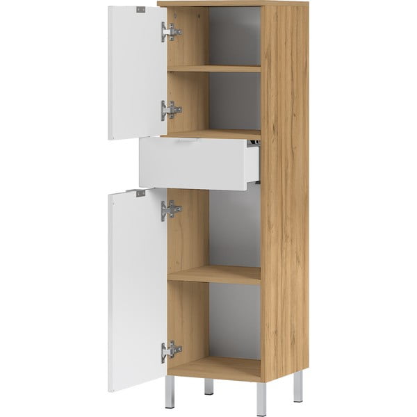 Biela skrinka s dubovým dekorom Germania Mauresaa, výška 120 cm-image-2