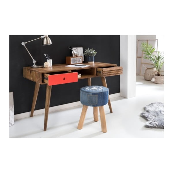 Pracovný stôl s červenou zásuvkou z masívneho sheeshamového dreva Skyport REPA-image-1