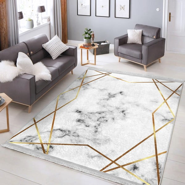 Koberec v bielo-zlatej farbe 80x150 cm - Mila Home-image-1