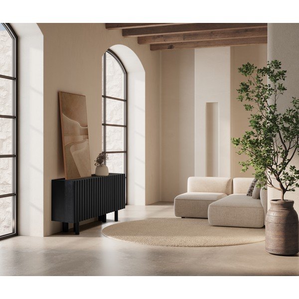 Čierna komoda z mangového dreva 160x80x40 cm Tamira – MOME-image-1