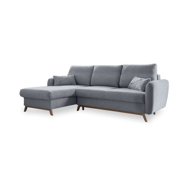 Svetlosivá rozkladacia rohová pohovka Miuform Scandic Lagom, ľavý roh