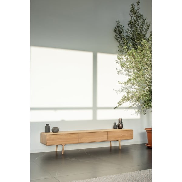 TV komoda z masívneho dubového dreva s 3 zásuvkami Gazzda Fawn-image-1