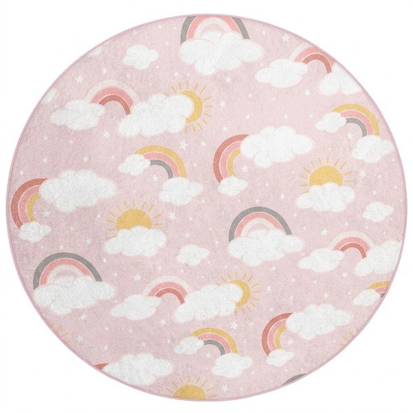 Ružový prateľný detský koberec ø150 cm Rainbow World – Mila Home