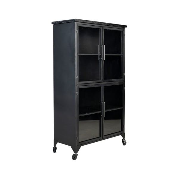 Čierna kovová vitrína 35x133 cm Ferre – White Label-image-2