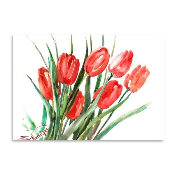 Autorský plagát Red Tulips od Surena Nersisyana, 30 x 21 cm
