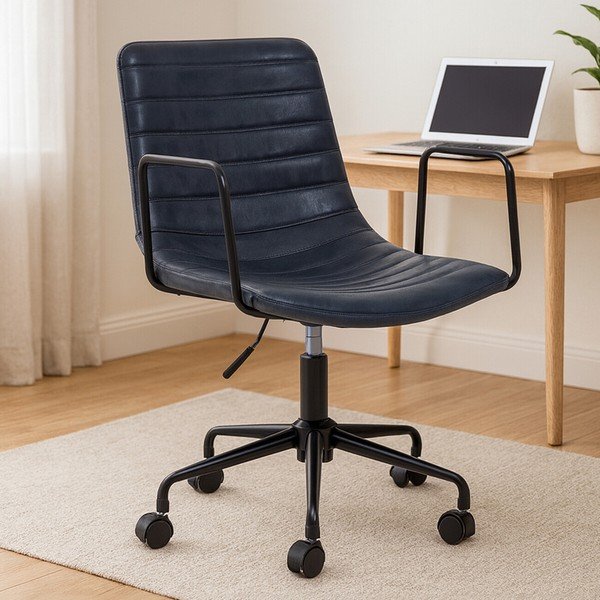 Tmavosivá kancelárska stolička z imitácie kože Forbes – Premier Housewares-image-3