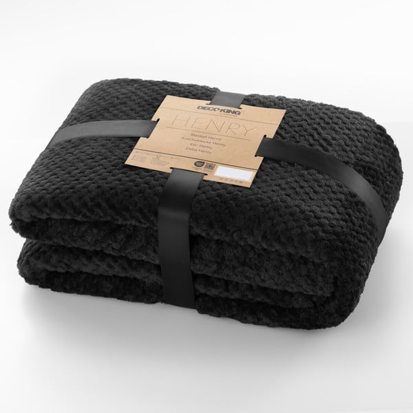Čierna deka z mikrovlákna DecoKing Henry, 150 × 200 cm-image-3