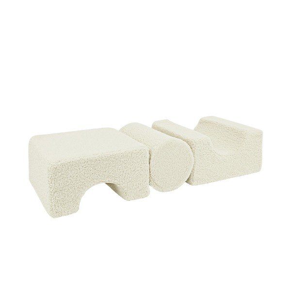 Biele penové ihrisko 3 ks z materiálu bouclé výška  30 cm 83x45 cm – Meowbaby-image-4