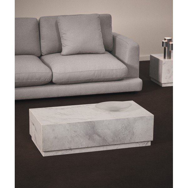 Biely mramorový konferenčný stolík 50x100 cm Sorein – Kave Home-image-1