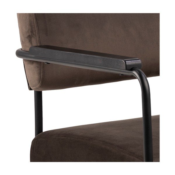 Tmavohnedé zamatové kreslo Actona Cloe-image-4