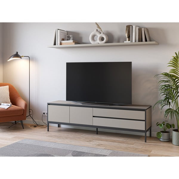 Sivo-béžový TV stolík 180x55 cm Lorenza – Marckeric-image-1