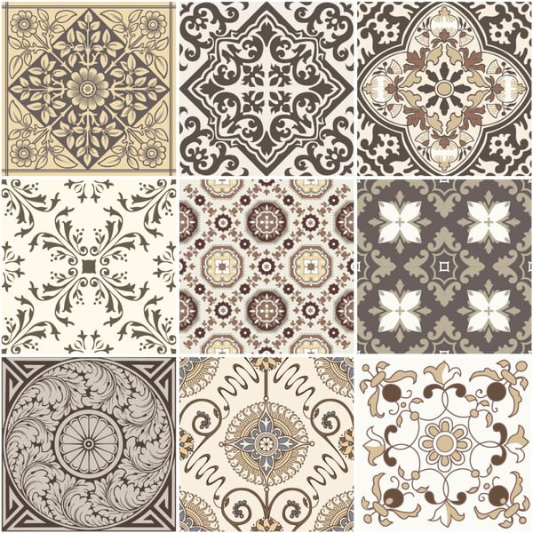 Súprava 9 nástenných samolepiek Ambiance Cement Tiles Ancona, 10 × 10 cm-image-1