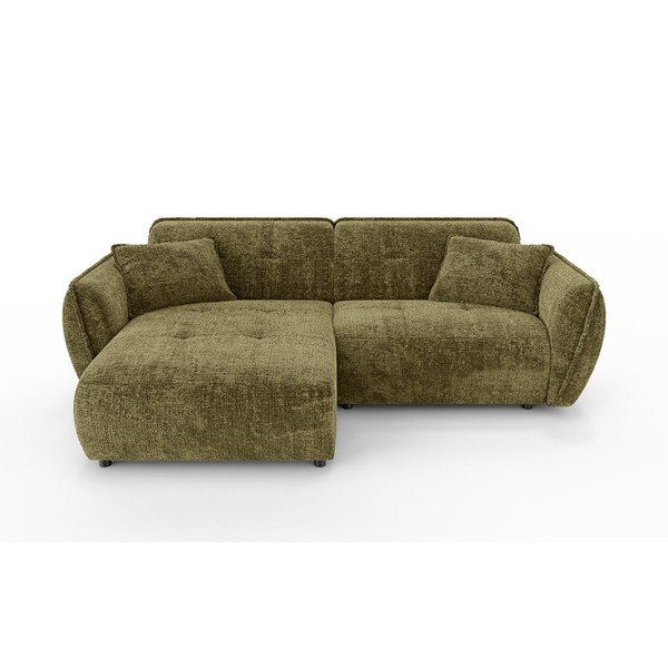 Zelená ženilková rohová pohovka (ľavý roh/s leňoškou) Nelia – Ropez