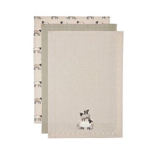 Utierky v súprave 3 ks s prímesou ľanu 45x65 cm Highland Sheep – Cooksmart ®-image-3