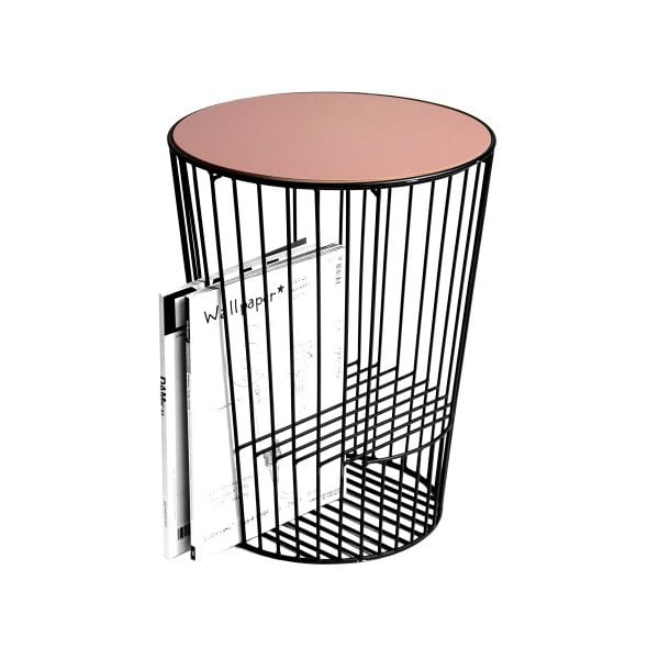 Ružovo-sivý odkladací stolík z kovu s možnosťou uloženia časopisov HARTÔ Duo