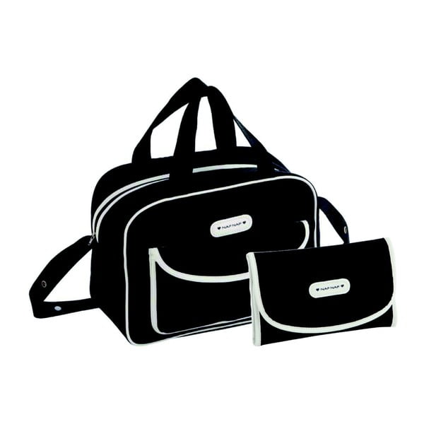 Set čiernej tašky na kočiarik a prebalovacej podložky Naf Naf Dots