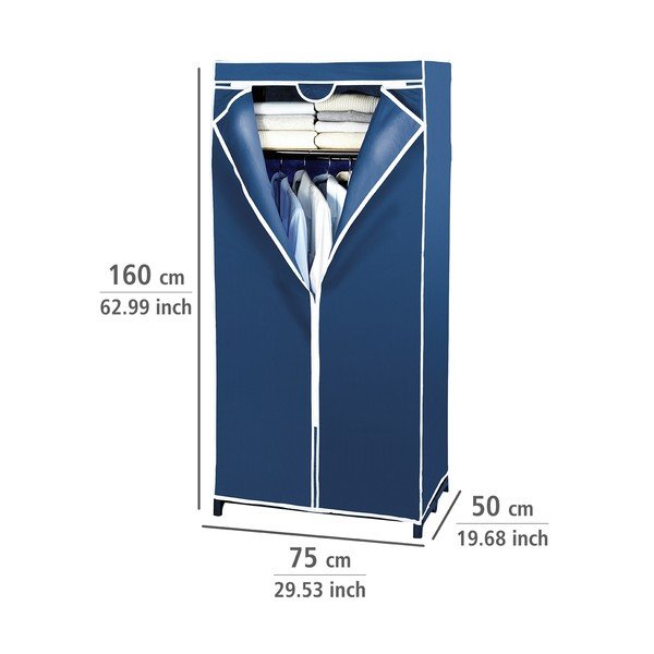 Modrá látková úložná skriňa Wenko, 160 x 50 x 75 cm-image-2