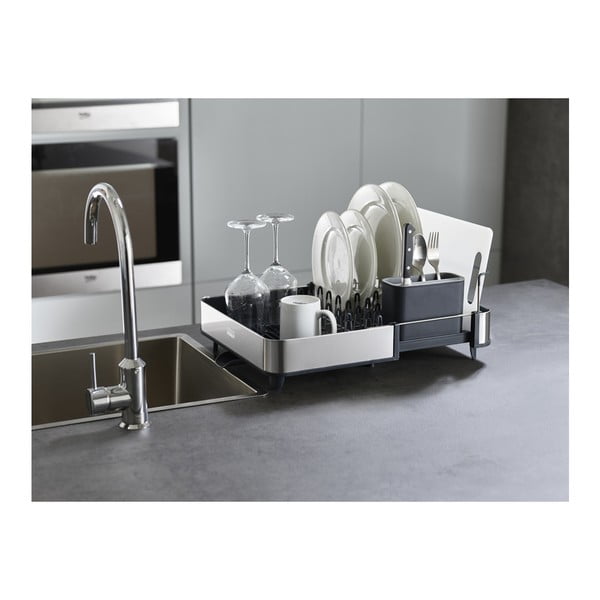 Tmavosivý nastaviteľný odkvapkávač z nehrdzavejúcej ocele 36x32 cm Extend Steel – Joseph Joseph-image-1