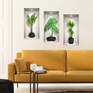 Sada 3 3D samolepiek na stenu Ambiance Green Plants