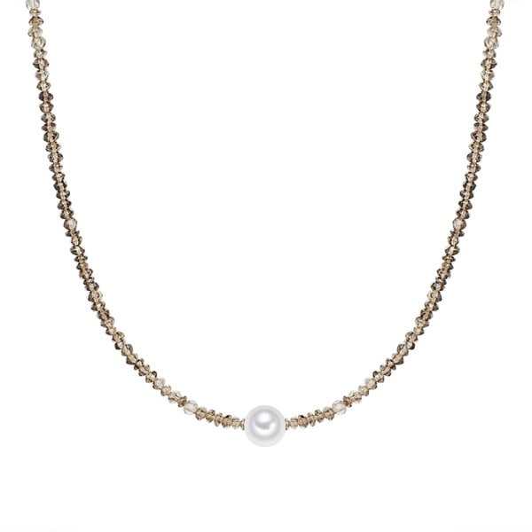 Kremeňový náhrdelník s perlou Nova Pearls Porfyrión, dĺžka 48 cm