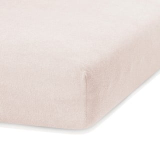Svetlobéžová elastická plachta s vysokým podielom bavlny AmeliaHome Ruby, 200 x 140-160 cm