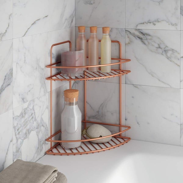 Kúpeľňová rohová polička s dvoma poschodiami Metaltex Copper-image-1