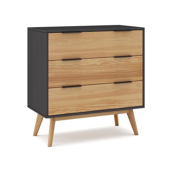 Čierna/prírodná vysoká komoda z borovicového dreva 80x83 cm Lavis – Marckeric-image-3