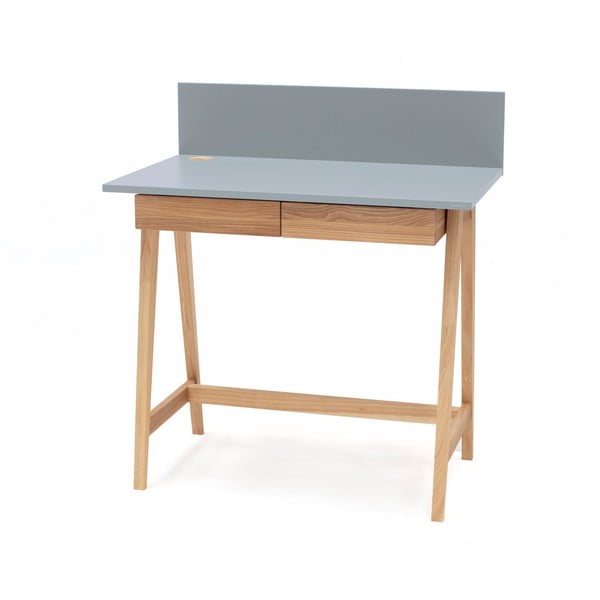 Sivý písací stôl s podnožím z jaseňového dreva Ragaba Luka, dĺžka 85 cm