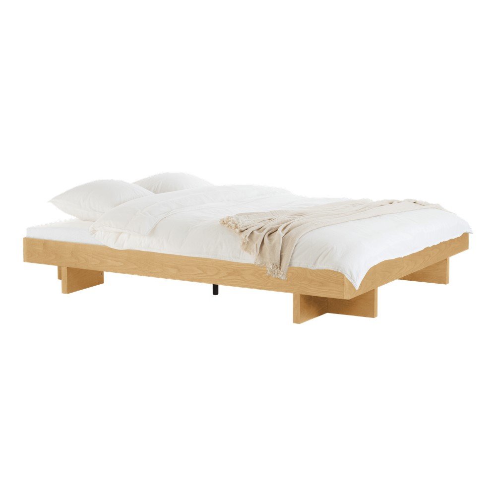 E-shop Dvojlôžková posteľ z MDF v dekore duba bez čela s roštom 140x200 cm v prírodnej farbe Kito – noo.ma