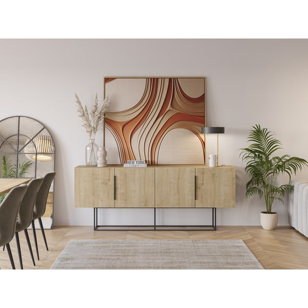 Nízka komoda v dekore duba v prírodnej farbe 200x80 cm Titan – Marckeric-image-1