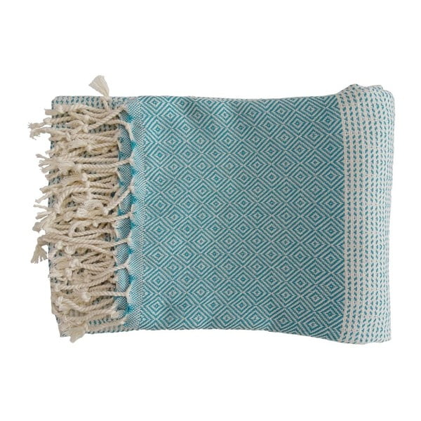 Tyrkysová ručne tkaná osuška z prémiovej bavlny Damla, 100 × 180 cm