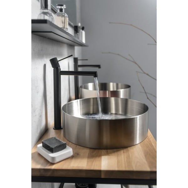 Matne čierna stojančeková umývadlová batéria Solaris – Sapho-image-3