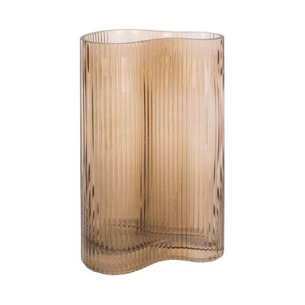 Svetlohnedá sklenená váza PT LIVING Wave, výška 27 cm