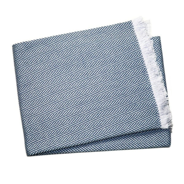 Námornícky modrý pléd s podielom bavlny Euromant Sky, 140 × 180 cm