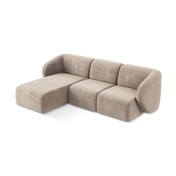 Svetlohnedá ženilková rohová pohovka (ľavý roh/s leňoškou) Lani – Makamii-image-2