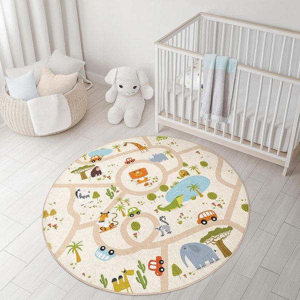 Prateľný detský hrací koberec ø120 cm Savana Ride – Mila Home-image-3