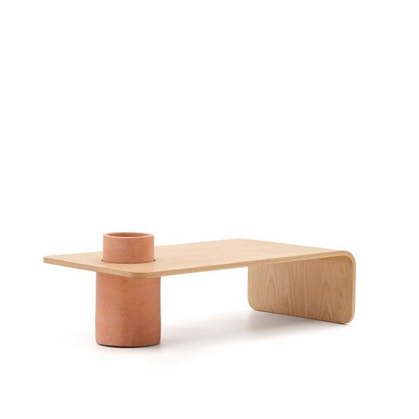 Okrúhly konferenčný stolík v dekore jaseňa v prírodnej farbe 60x110 cm Olaria – Kave Home